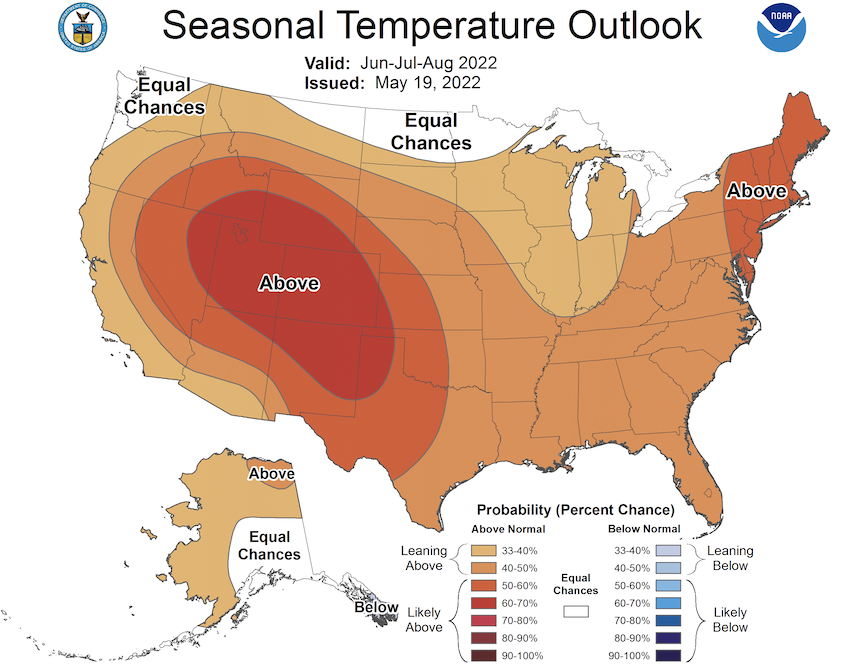 Seasonal temperature outlook from NOAA